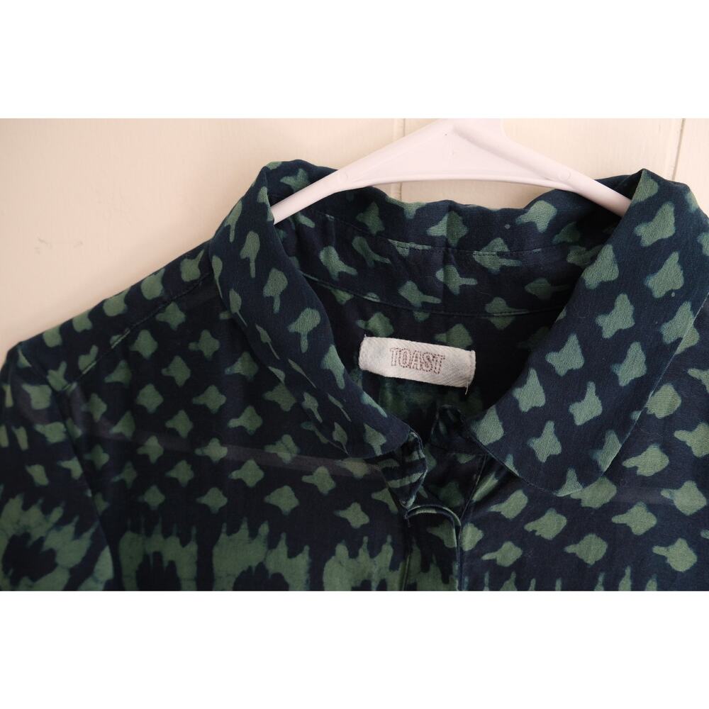Toast Womens Ikat Shirt Dress Sz 6 Block Print Cotton Silk Minimalist Cottage - Picture 3 of 14